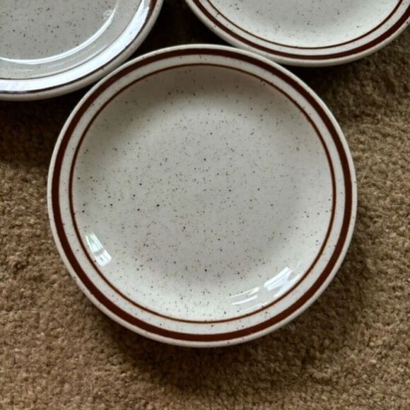 Jackson China 3 Small 5 3/4” Wide Brown Double Stripes Restaurant Plates - Picture 4 of 8